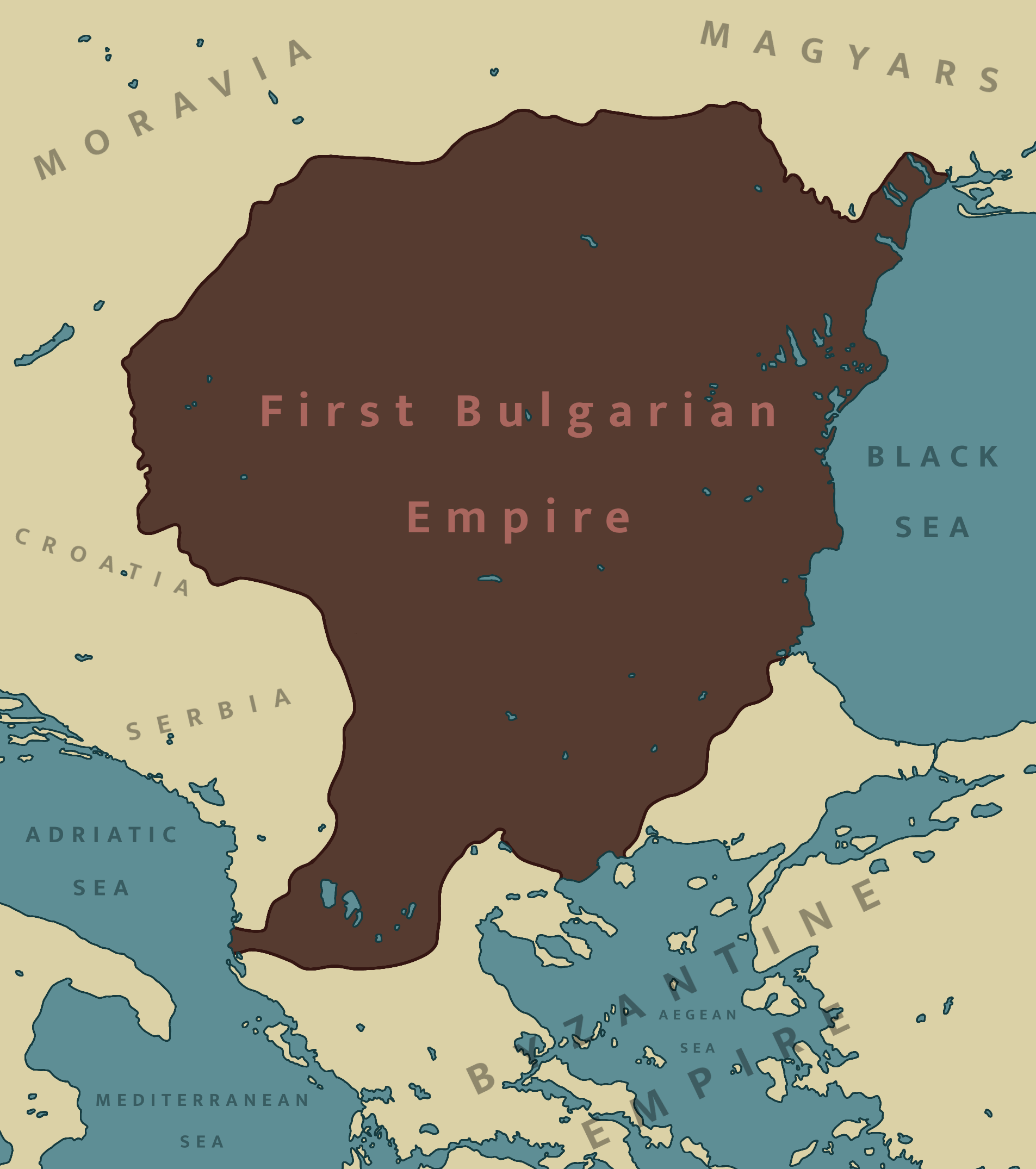 Map of the First Bulgarian Empire under Simeon the Great, the Golden Age