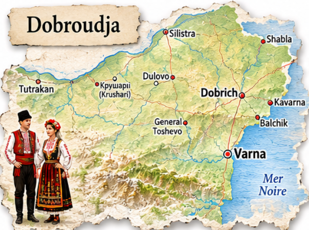 Map of the Dobroudja folklore region
